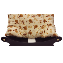 panier confortable relaxant pour chien coussin écru avec pattes