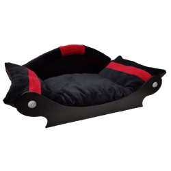 couchage-chien-fauteuil-chat-lit-corbeille-panier-noir-avec-bandes-rouge