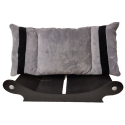 très beau canapé pour chien avec couchage gris avec bandes noir