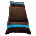 seduisante corbeille canape pour chien -chat marron avec bandes turquoise fait main
