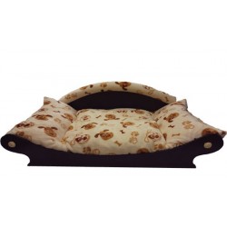 panier confortable relaxant pour chien coussin écru avec pattes