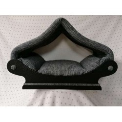 grand dôme- maisonnette en tissu  noir et gris pour chat ou petit chien