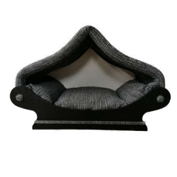 grand dôme- maisonnette en tissu  noir et gris pour chat ou petit chien