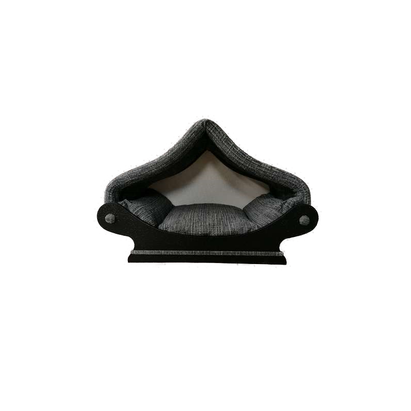 grand dôme- maisonnette en tissu noir et gris pour chat ou petit chien grand dôme- maisonnette en tissu noir et gris pour chat ou petit chien