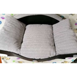 canapé pour chien  tissu lourd gris clair- coussin lavable en machine