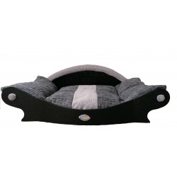 fauteuil xl pour petits chiens et chats couchage gris très foncé et gris clair