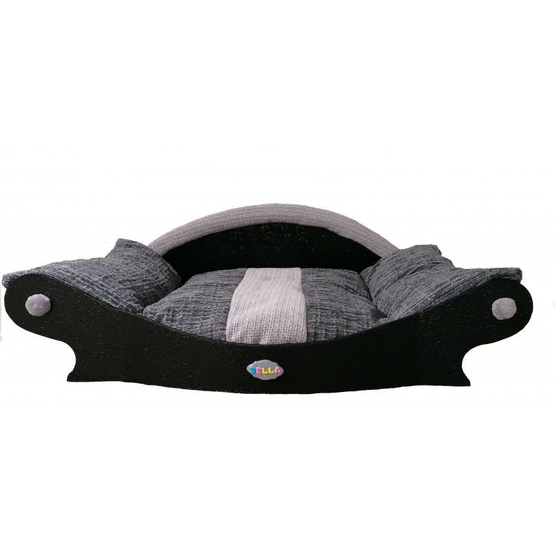 grand panier noir avec une bande grise pour chien corbeille fait main grand panier noir avec une bande grise pour chien corbeille fait main
