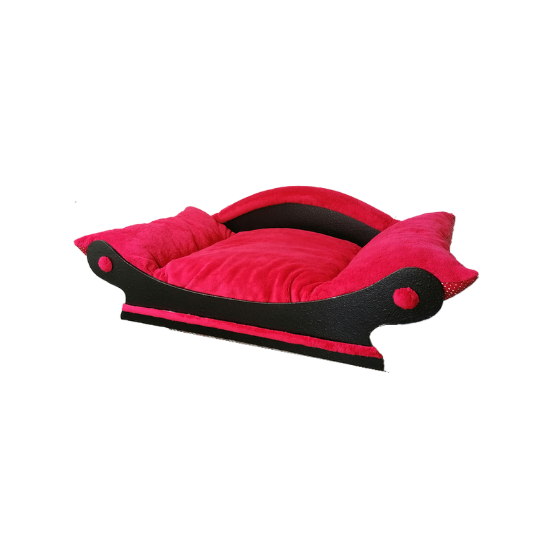 fauteuil pour chien en forme de canapé avec coussin rouge lavable