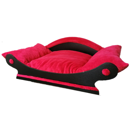 fauteuil pour chien en forme de canapé  avec  coussin rouge lavable