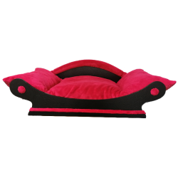fauteuil pour chien en forme de canapé  avec  coussin rouge lavable