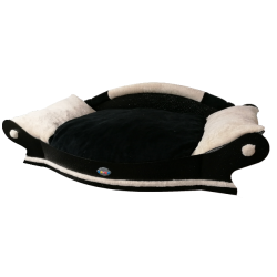 fauteuil xxl tissu doudou noir et blanc pour grands chiens et chattes avec ses chatons