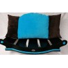 fauteuil pour  grand chien  avec coussin turquoise et marron