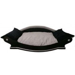 très joli grand fauteuil design pour chien coussin noir et gris