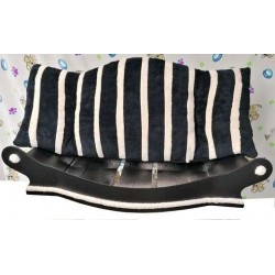 magnifique grand fauteuil pour chien coussin noir avec des bandes écrus