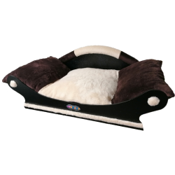 Fauteuil pour petit chien -chat avec coussin 
 polaire amovible écru lavable en machine