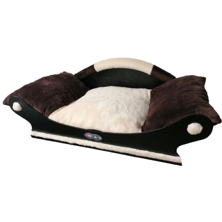 Fauteuil pour petit chien -chat avec coussin 
 polaire amovible écru lavable en machine