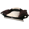 Fauteuil pour petit chien -chat avec coussin 
 polaire amovible écru lavable en machine
