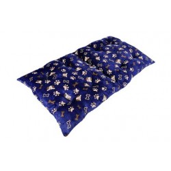 coussin pour très grand chien couleur bleu foncé avec des impressions de pattes et d'os