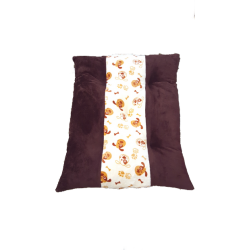 coussin moelleux  pour chiens en tissu doudou marron foncé avec une bande écru