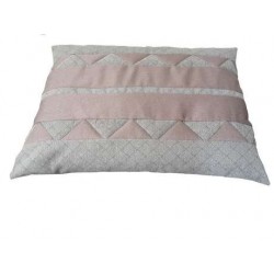 Coussin déhoussable pour chien couchage en flocons de mousse recouvert de  tissu d'ameublement gris et marron clair