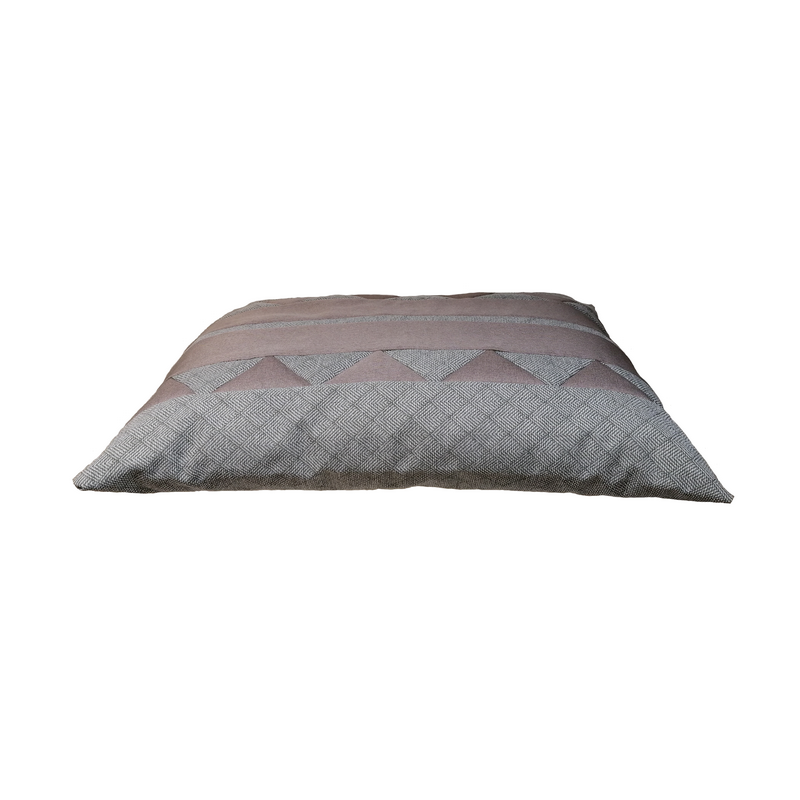 Coussin déhoussable pour chien couchage en flocons de mousse recouvert de  tissu d'ameublement gris et marron clair