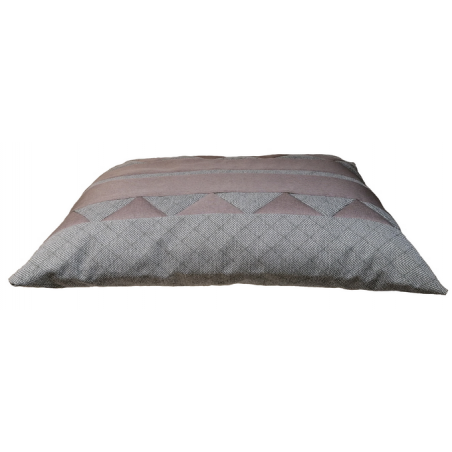 Coussin déhoussable pour chien couchage en flocons de mousse recouvert de  tissu d'ameublement gris et marron clair