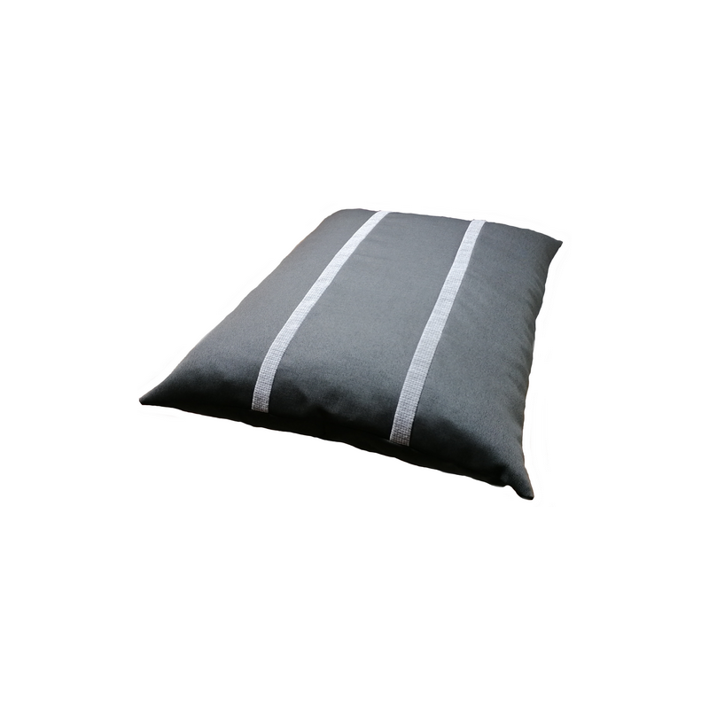 coussin déhoussable xl pour chiens moyen couchage en tissu gris foncé avec des rayures grises