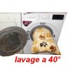 coussin lavable en machine pour chiens tissu marron orangé  avec des rayures marron claires
