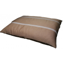 matelas lavable en machine pour chiens moyen en tissu marron orangé avec des rayures marron claires
