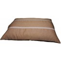 matelas lavable en machine pour chiens moyen en tissu marron orangé avec des rayures marron claires