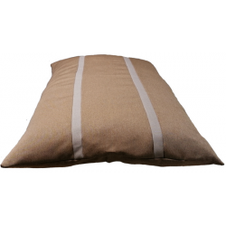 matelas  lavable en machine pour chiens moyen en tissu marron orangé  avec des rayures marron claires
