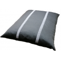coussin pour chien moyen couchage en tissu gris ,noir avec des rayures gris claire