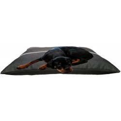 grands matelas lavable entièrement en machine  pour grands chiens  couchage gris /noir avec des rayures grises