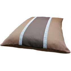 ce très élégant coussin pour chiens moyen est confectionné avec du tissu marron foncé , marron clair et du gris