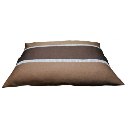 ce très élégant coussin pour chiens moyen est confectionné avec du tissu marron foncé , marron clair et du gris