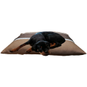matelas pour chien moyen lavable en machine couchage marron foncé et marron clair très gonflant