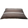 Coussin rectangulaire déhoussable pour chiens, couchage en tissu d'ameublement marron foncé  avec des rayures écru