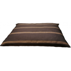 matelas pour chien moyen lavable facilement- tissu marron foncé avec des bandes  marron orangé