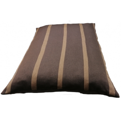 matelas pour chien moyen lavable facilement- tissu marron foncé avec des bandes  marron orangé