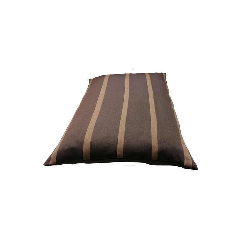 matelas pour chien moyen lavable facilement- tissu marron foncé avec des bandes  marron orangé