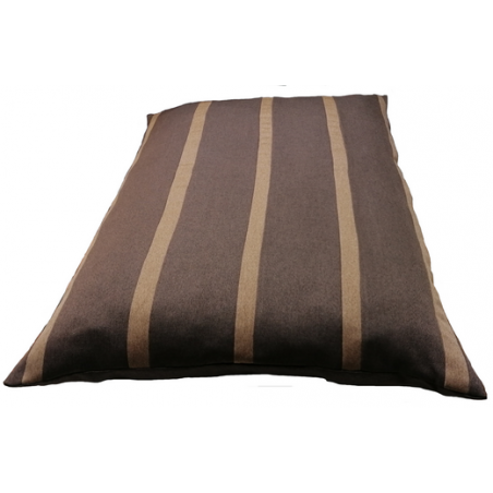 matelas pour chien moyen lavable facilement- tissu marron foncé avec des bandes  marron orangé