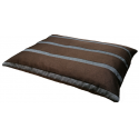 tapis épais confortable pour chien tissu marron foncé avec des bandes grises