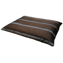 tapis épais confortable pour chien tissu marron foncé avec des bandes grises
