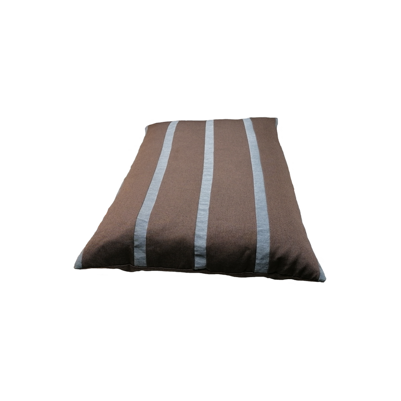tapis épais confortable pour chien tissu marron foncé avec des bandes grises