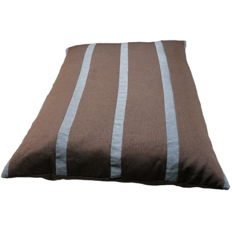 tapis épais confortable pour chien tissu marron foncé avec des bandes grises
