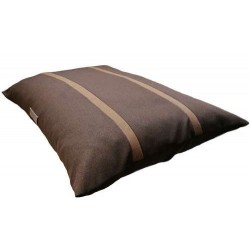 très décoratif coussin lavable en machine  pour chiens en tissu marron foncé  avec des rayures marron clair