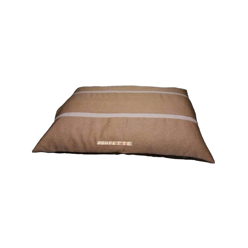 Elégant coussin pour chiens- couchage réalisé en tissu marron  avec des rayures fines marron clair