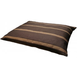 coussin pour chien lavable facilement- tissu marron foncé avec des bandes  marron orangé
