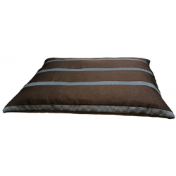 tapis de sol épais et fait main pour chien- tissu marron foncé avec des bandes grises