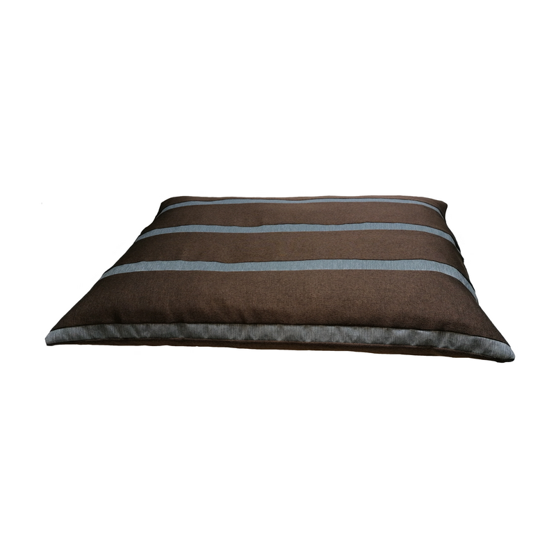tapis de sol épais et fait main pour chien- tissu marron foncé avec des bandes grises